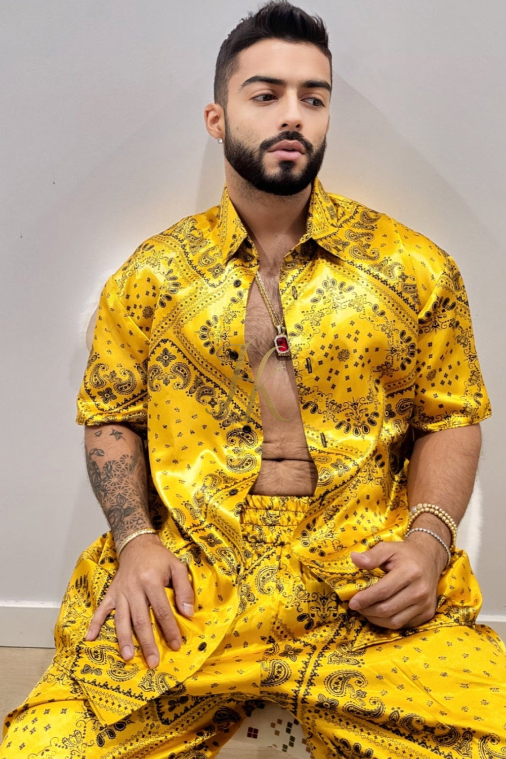 Mens Gold Luxury Silk Set