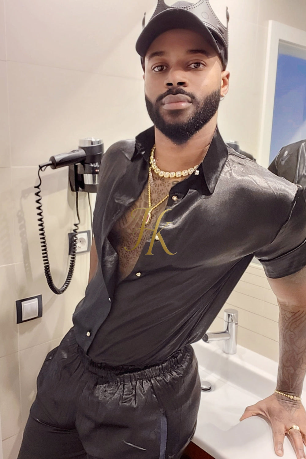 Two Piece Mens Silk/Satin Shirt Shorts/Short Pants Set