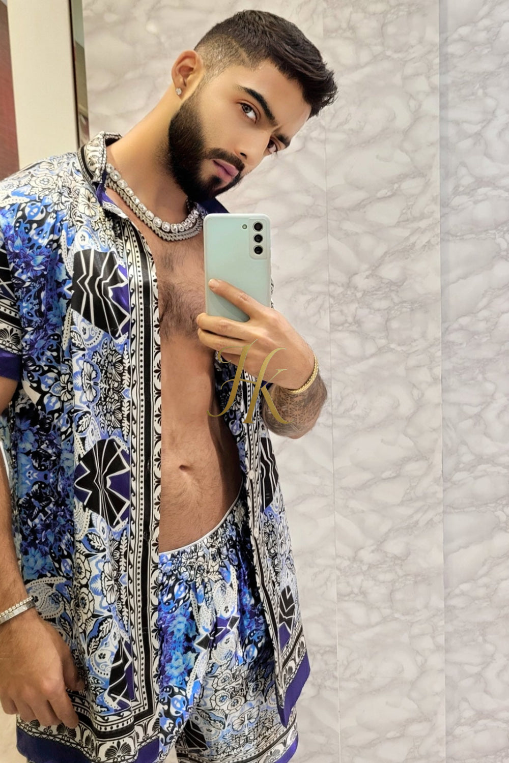 Mens Satin Silk Set 2Pcs