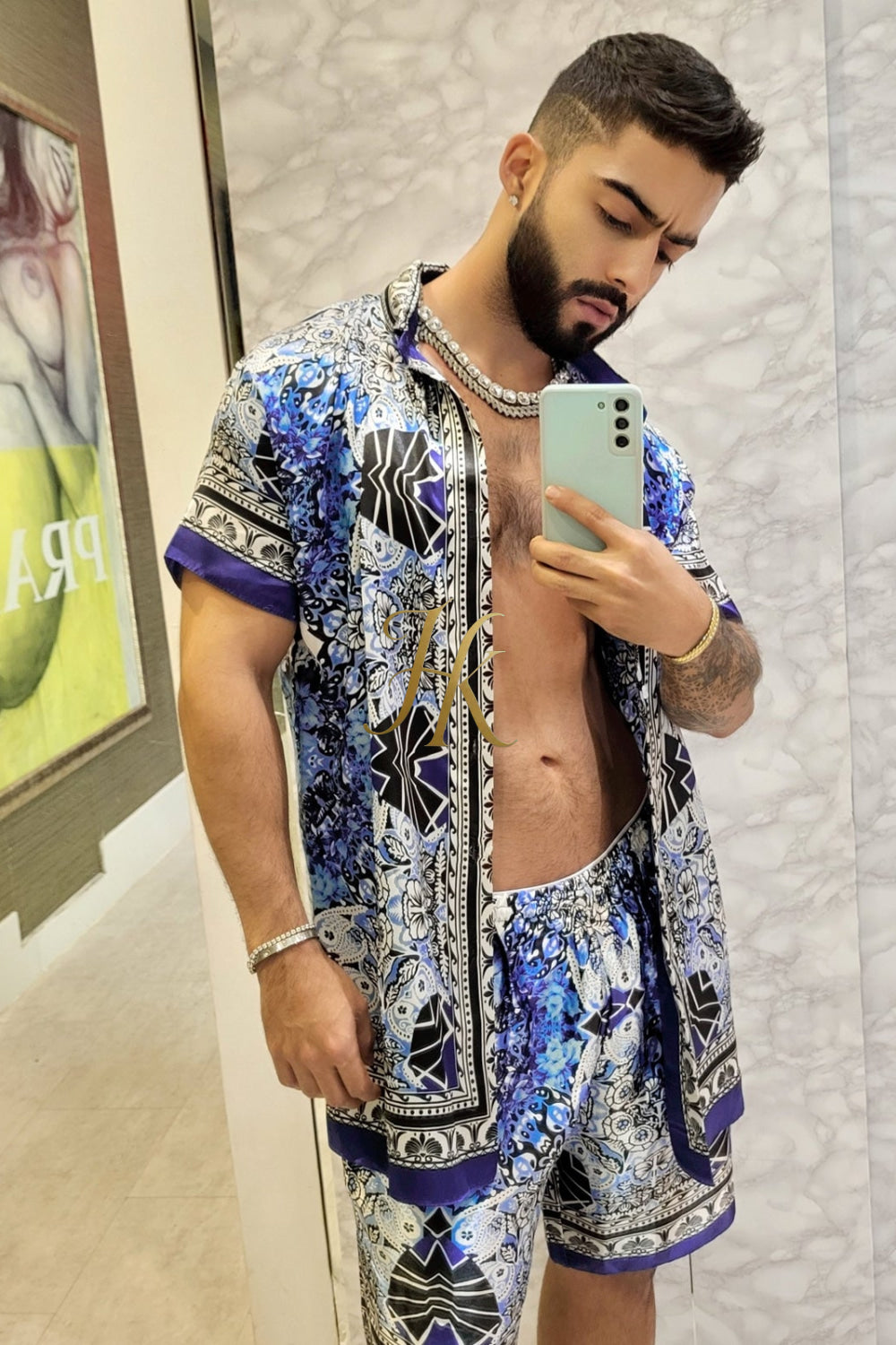 Mens Satin Silk Set 2Pcs