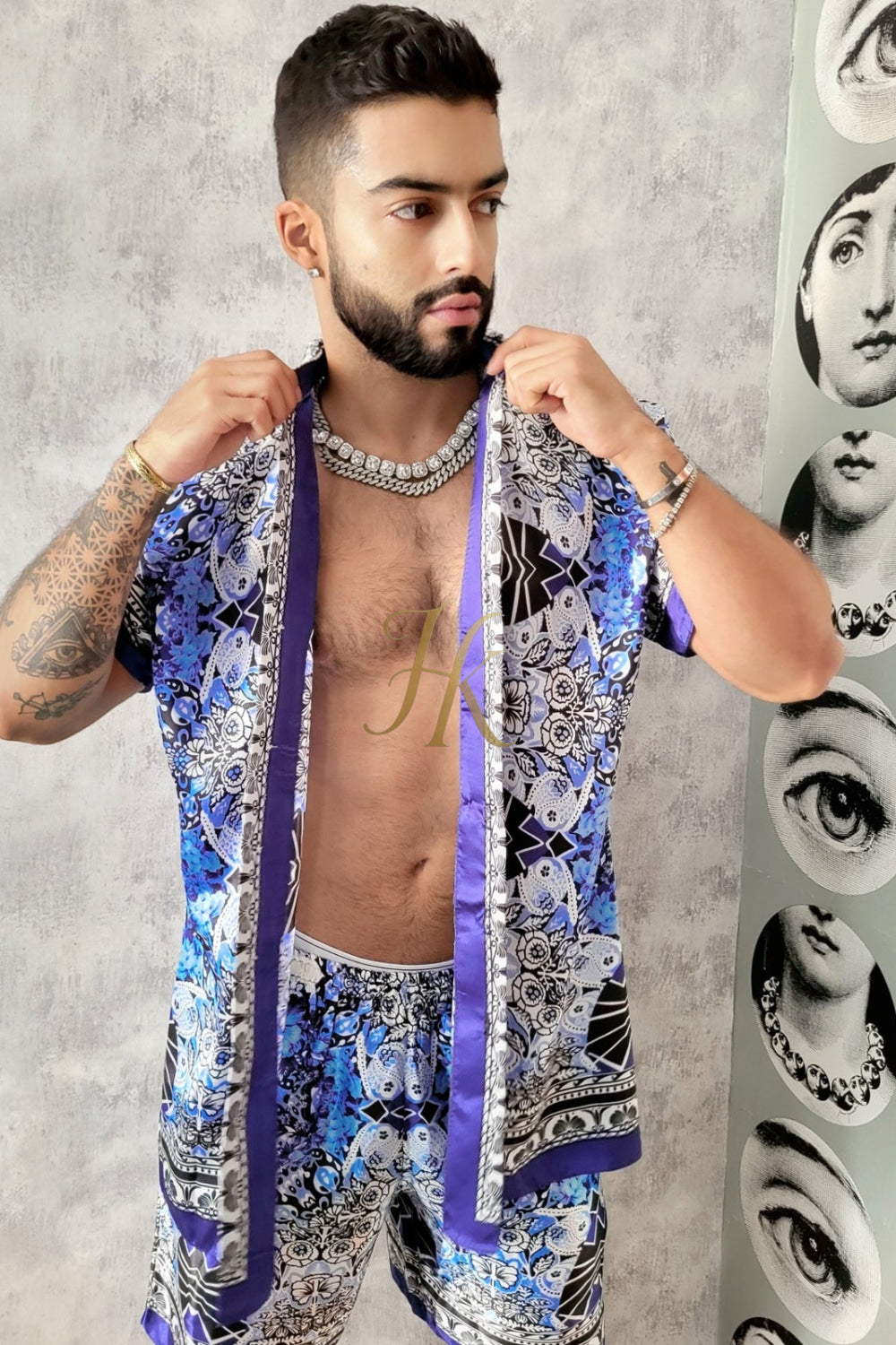 Mens Satin Silk Set 2Pcs