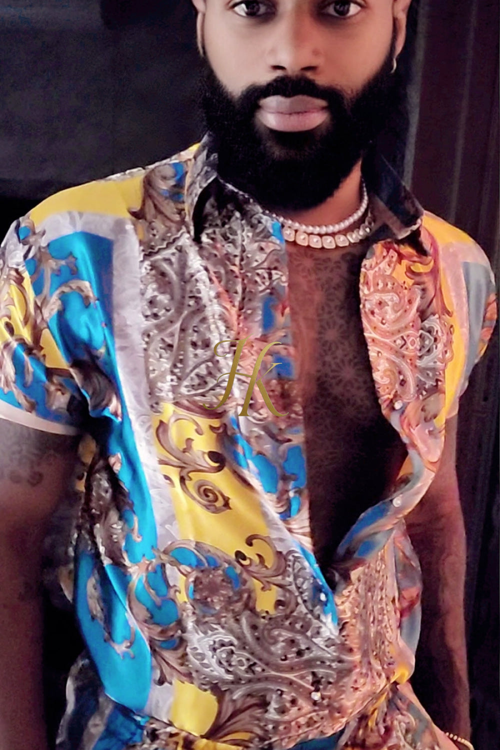 Mens Silk/Satin Shirt Shorts/Short Pants Set