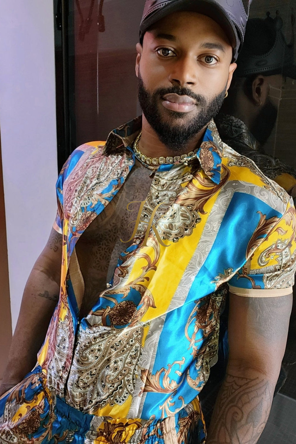 Mens Silk/Satin Shirt Shorts/Short Pants Set
