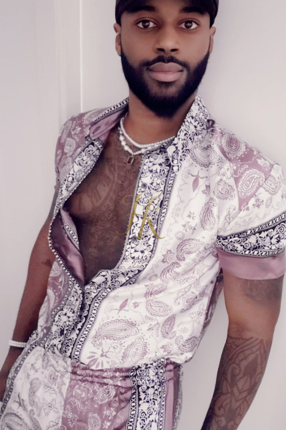 Fasion Mens Barocco Silk Set