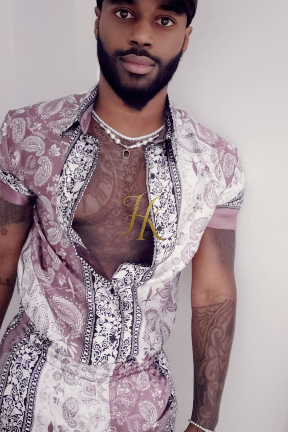 Fasion Mens Barocco Silk Set