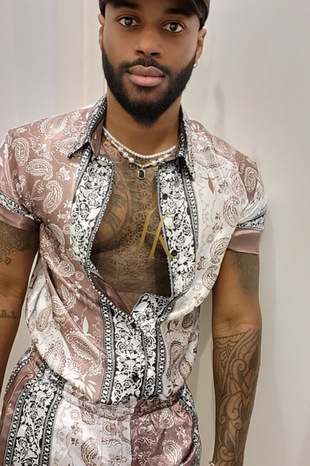 Fasion Mens Barocco Silk Set