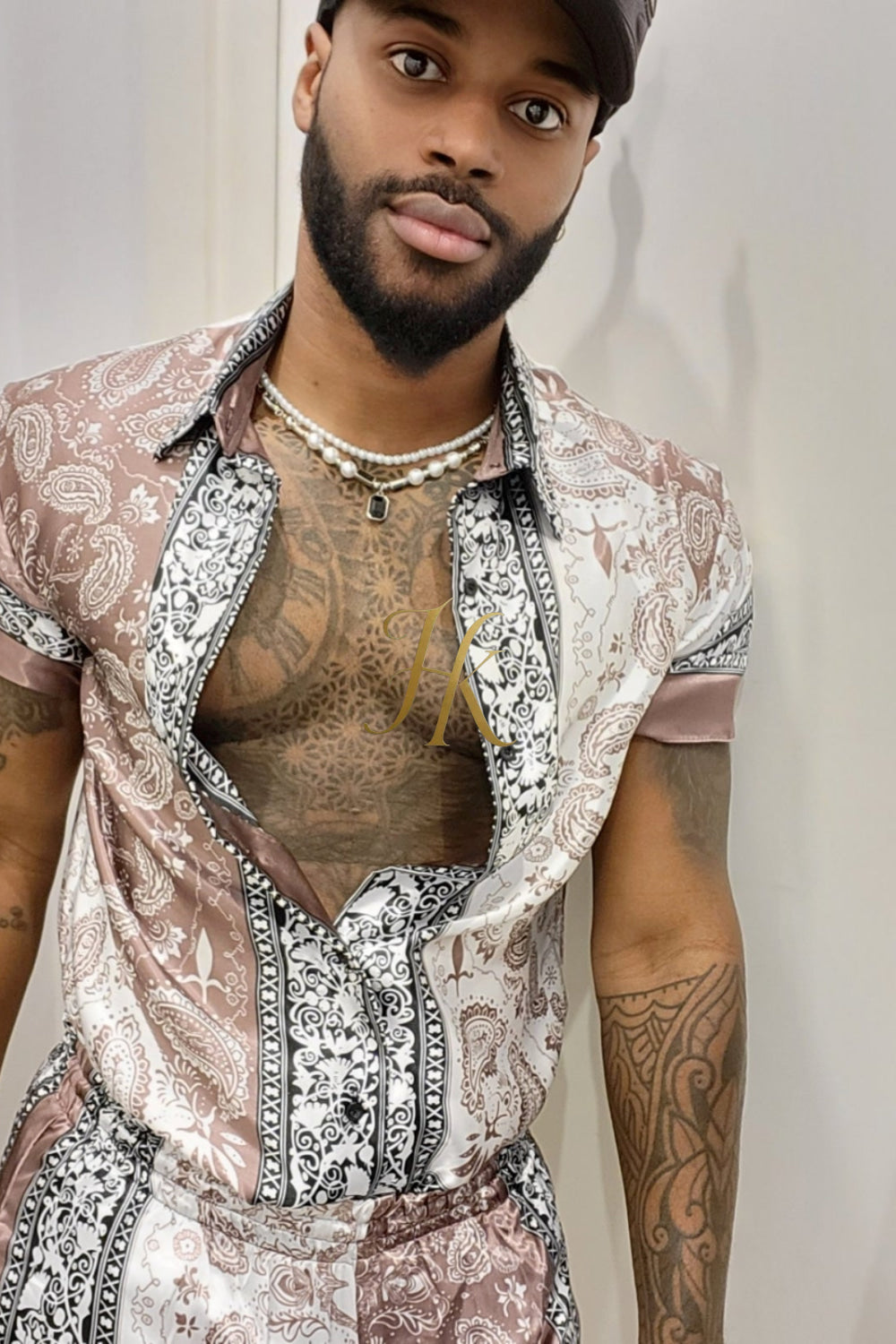 Fasion Mens Barocco Silk Set