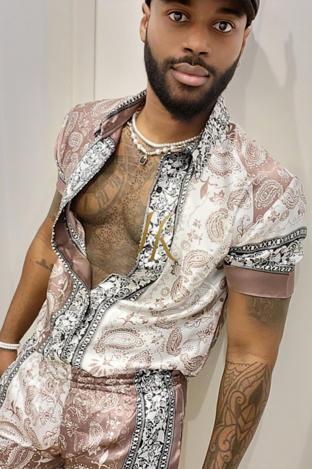 Fasion Mens Barocco Silk Set