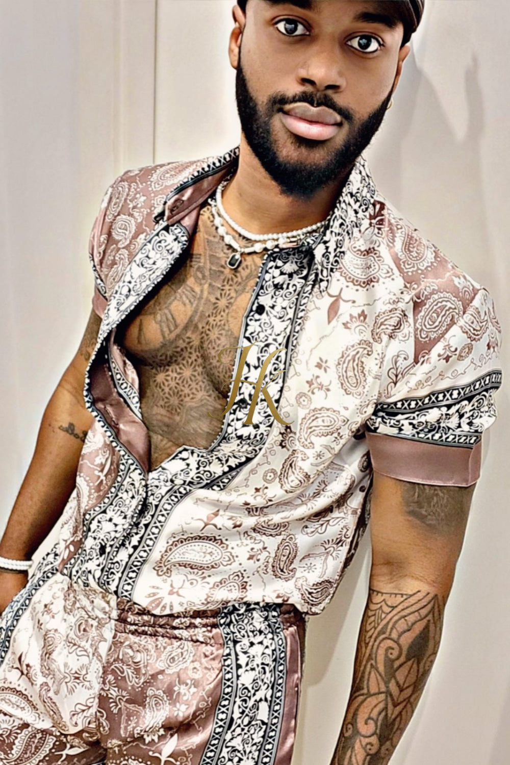 Fasion Mens Barocco Silk Set