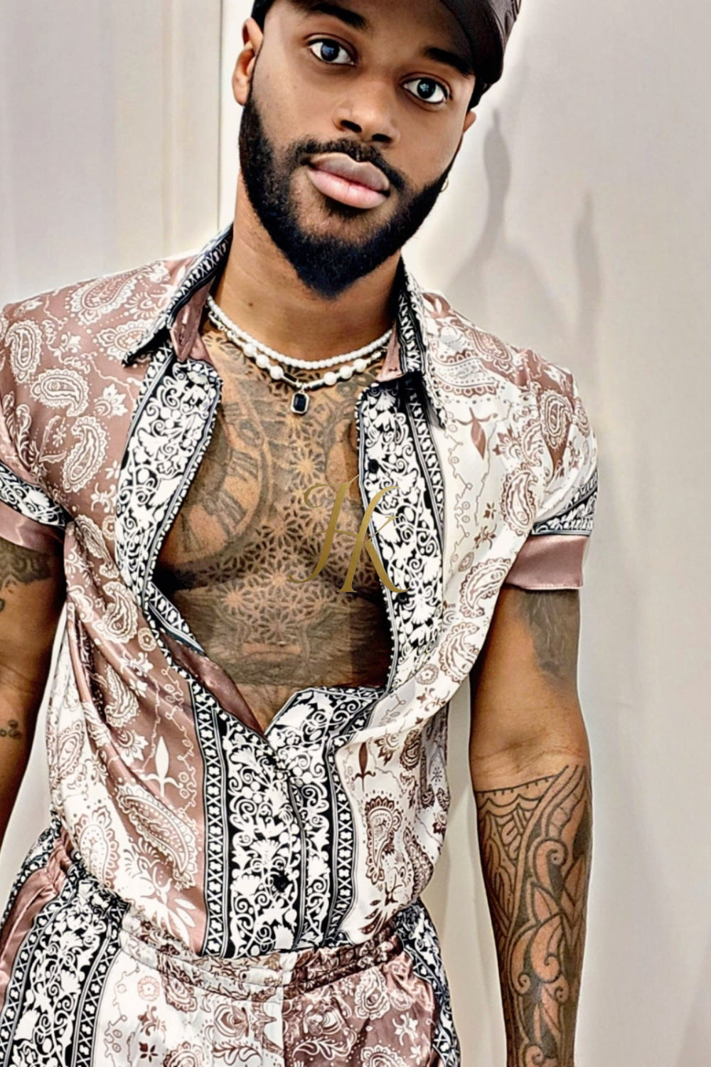 Fasion Mens Barocco Silk Set