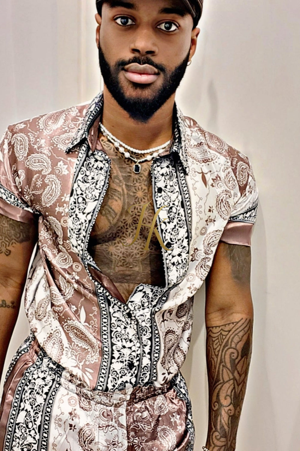 Fasion Mens Barocco Silk Set