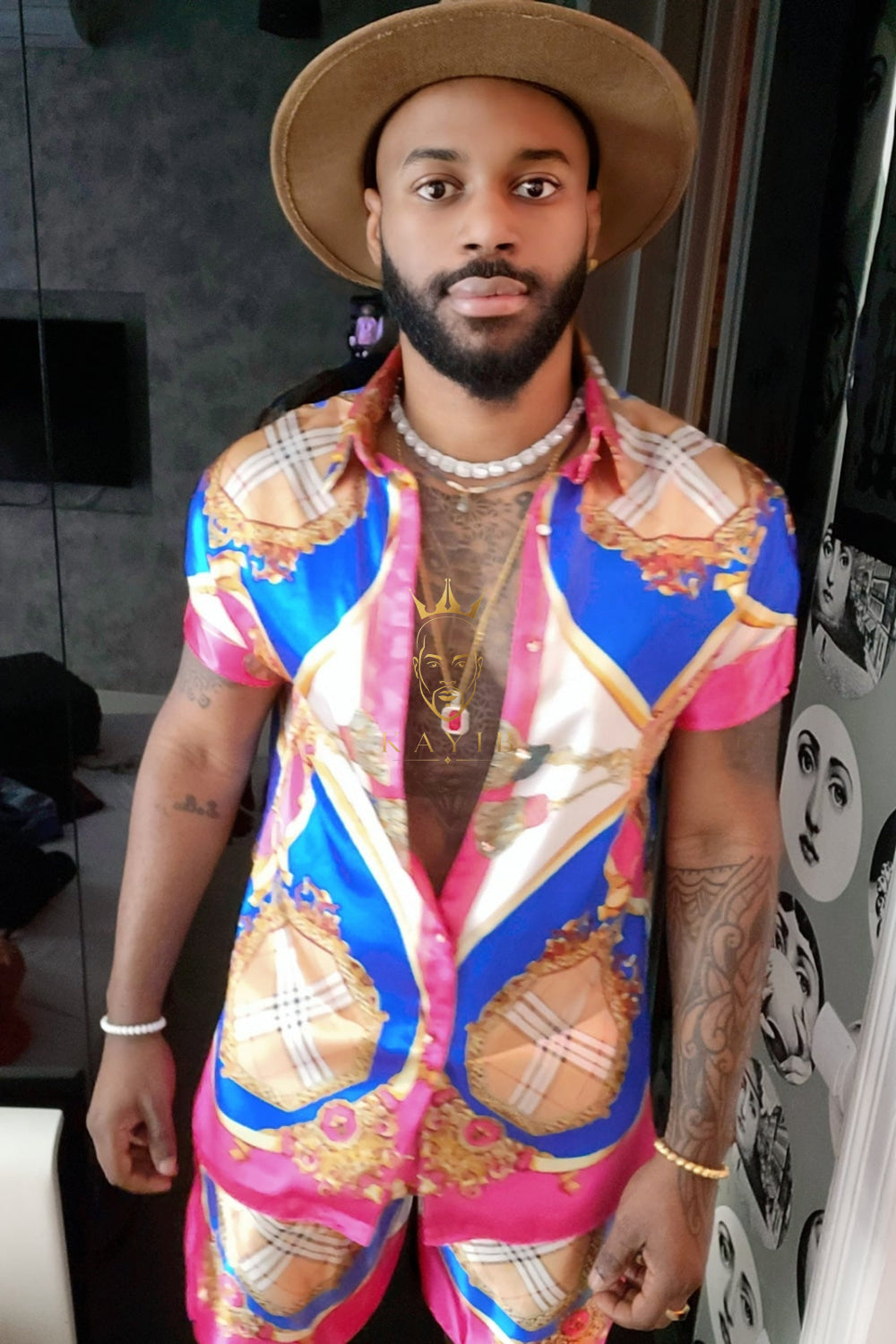 Fashion Barocco Silk Set Shirt+ Short