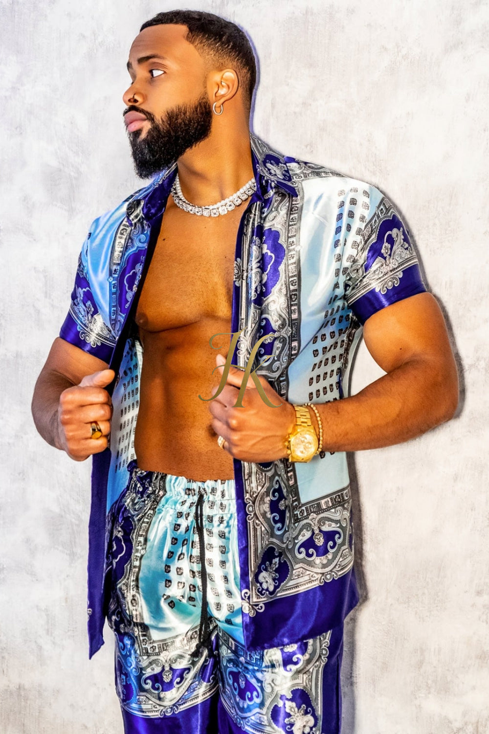 Mens Luxury Silk Dress Set Outfits