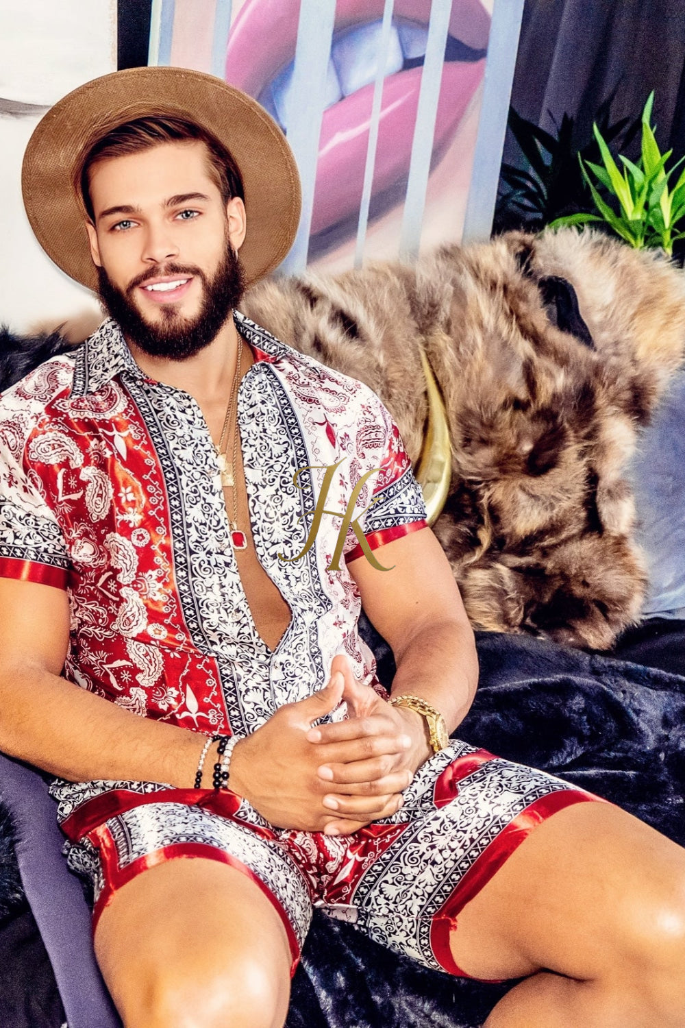 Mens Luxury Silk Set Outfits