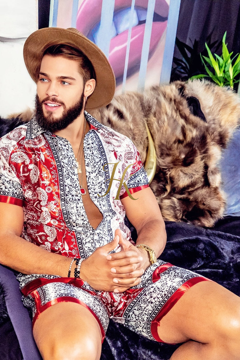 Mens Luxury Silk Set Outfits