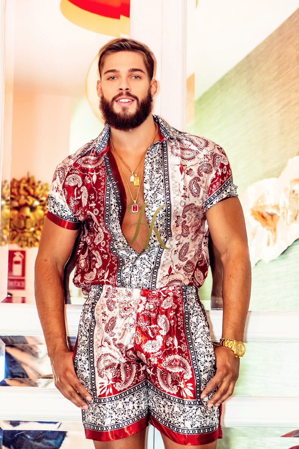 Mens Luxury Silk Set Outfits