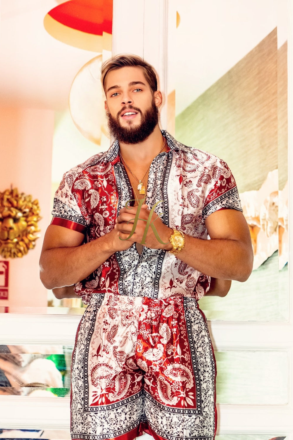 Mens Luxury Silk Set Outfits