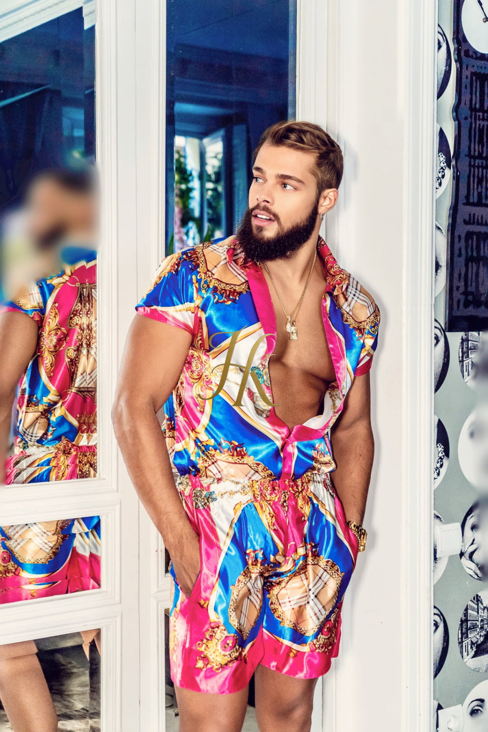 Mens Satin Silk Set 2Pcs