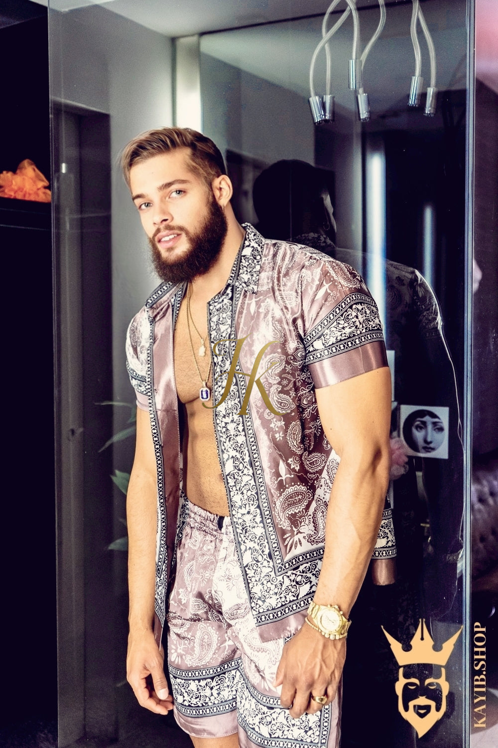 Fashion Mens Summer Silk