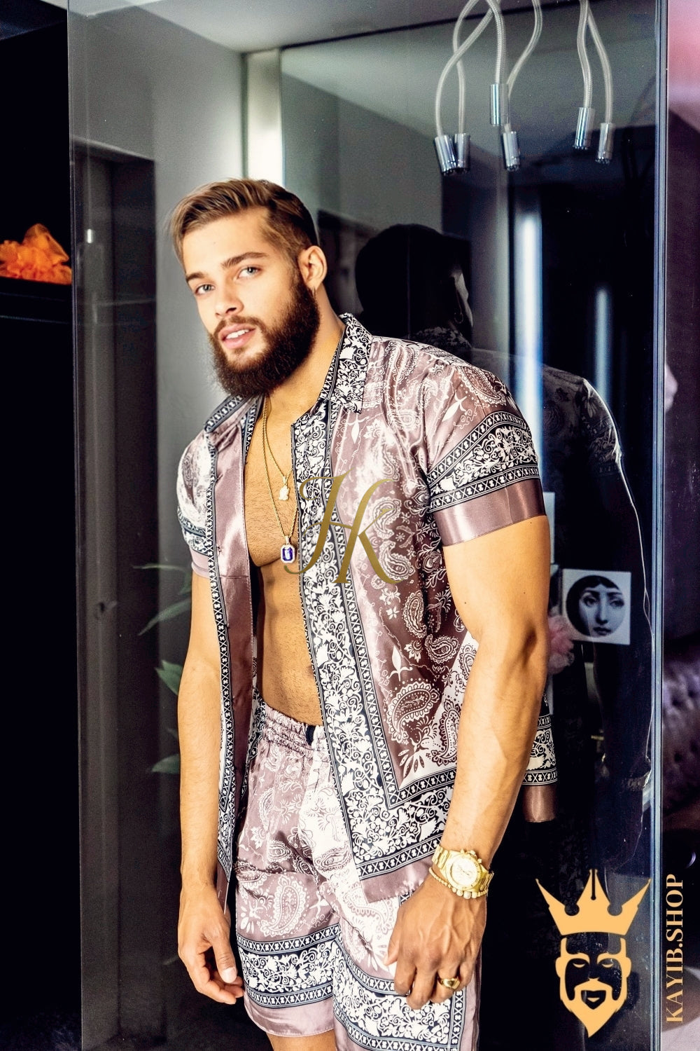 Fashion Mens Summer Silk