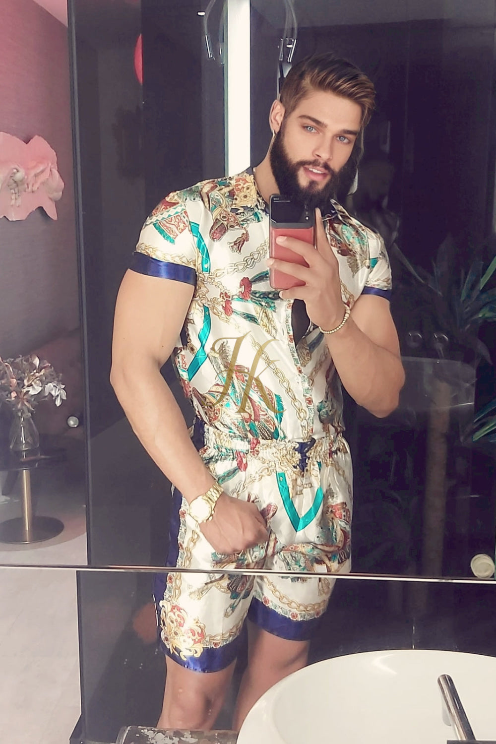 Luxury Fashion Mens Summer Silk