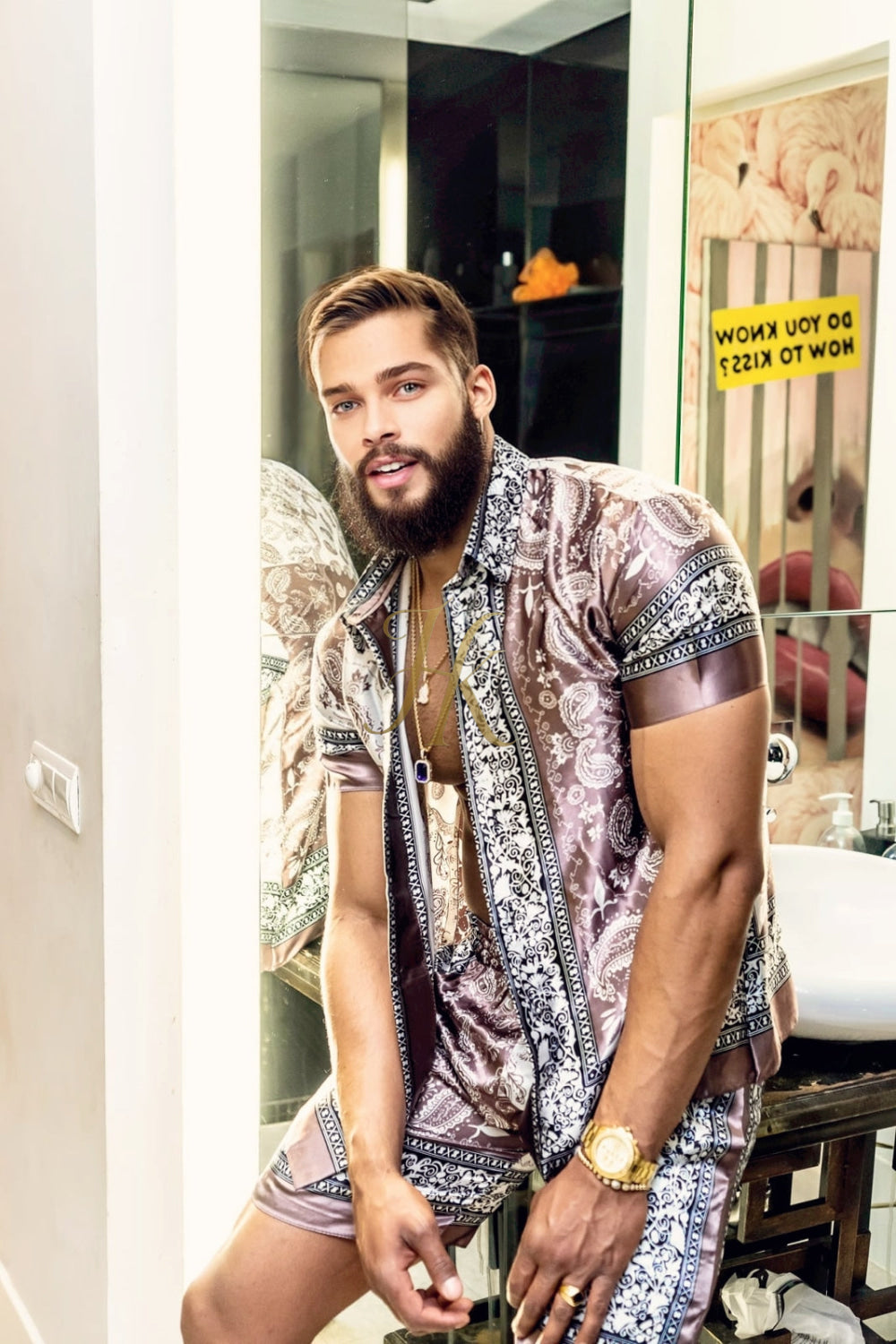 Fashion Mens Summer Silk