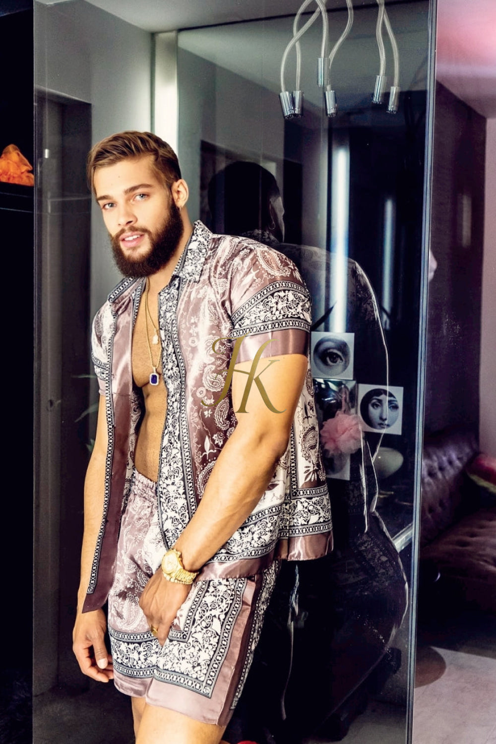 Fashion Mens Summer Silk