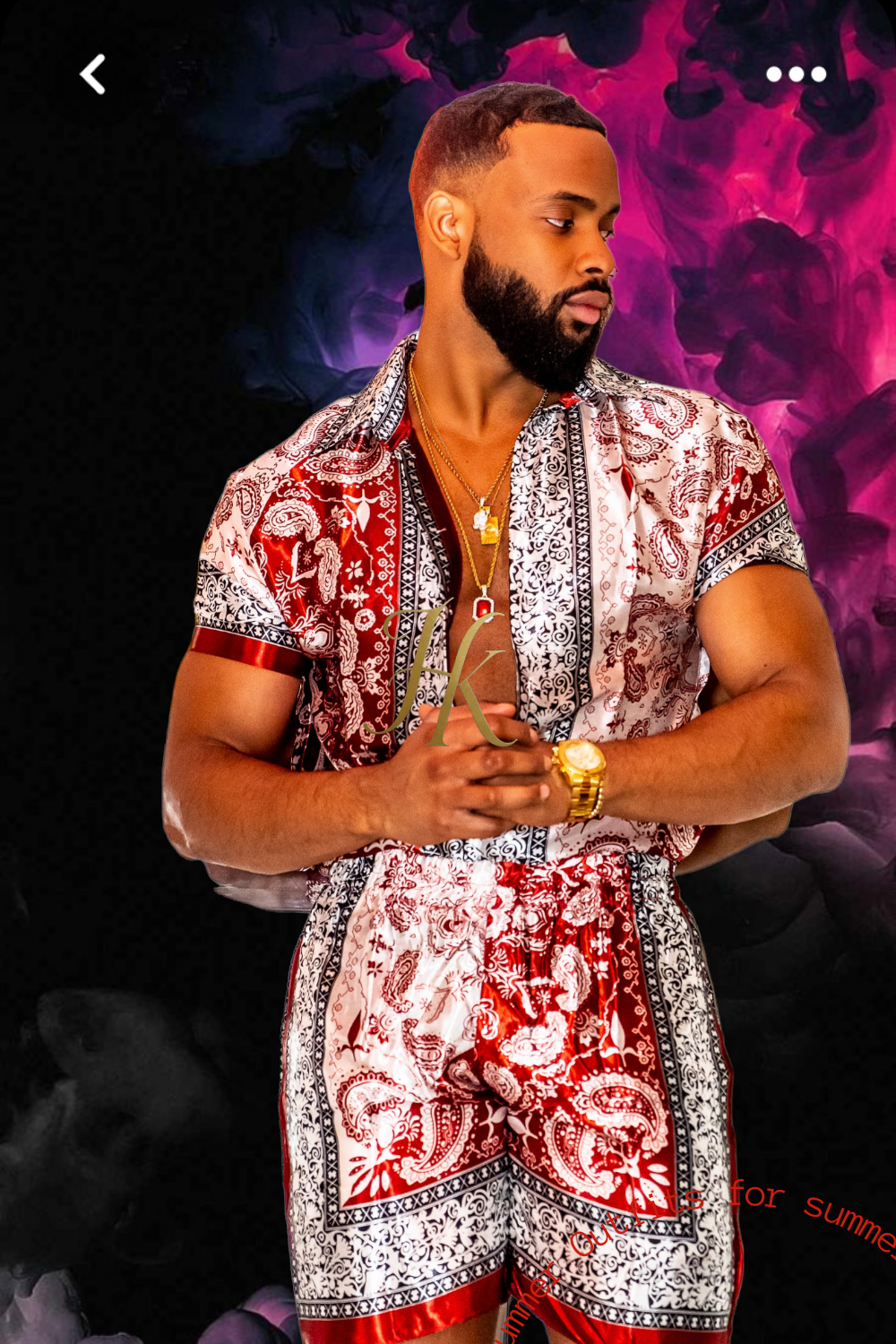 Red Mens Luxury Silk Dress Set Outfits