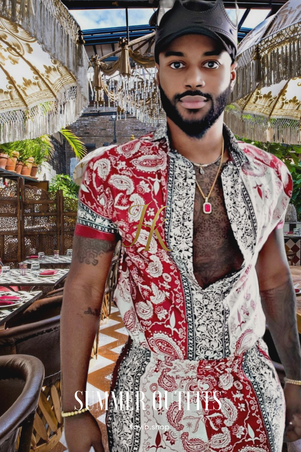 Summer Mens Luxury Silk Dress Set Outfits