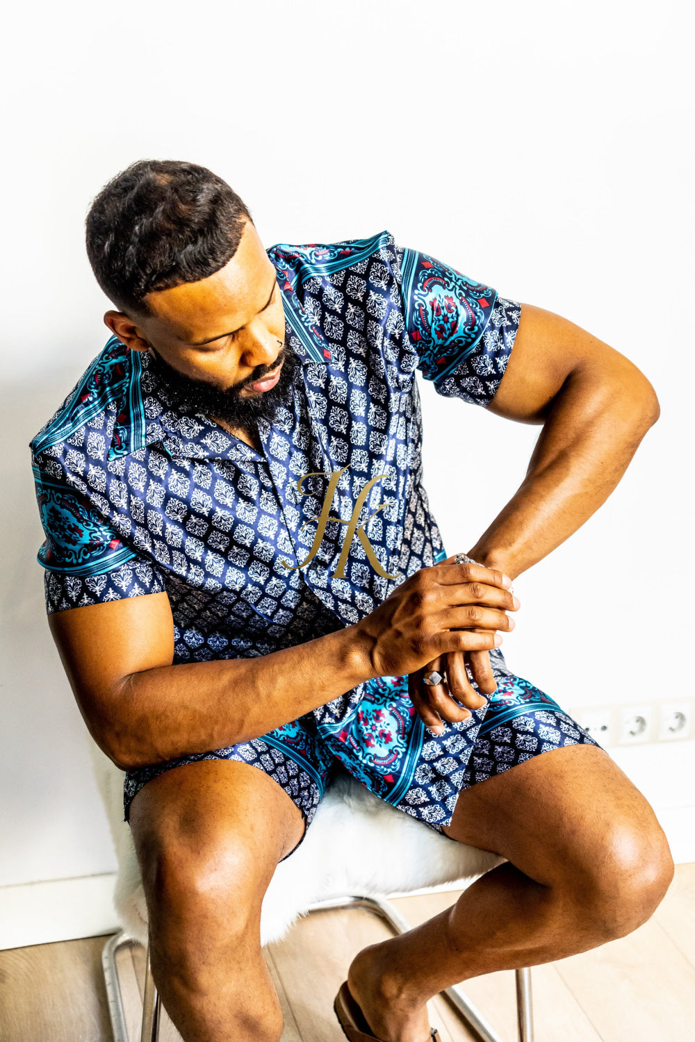 Fashion Mens Satin Silk Set 2Pcs