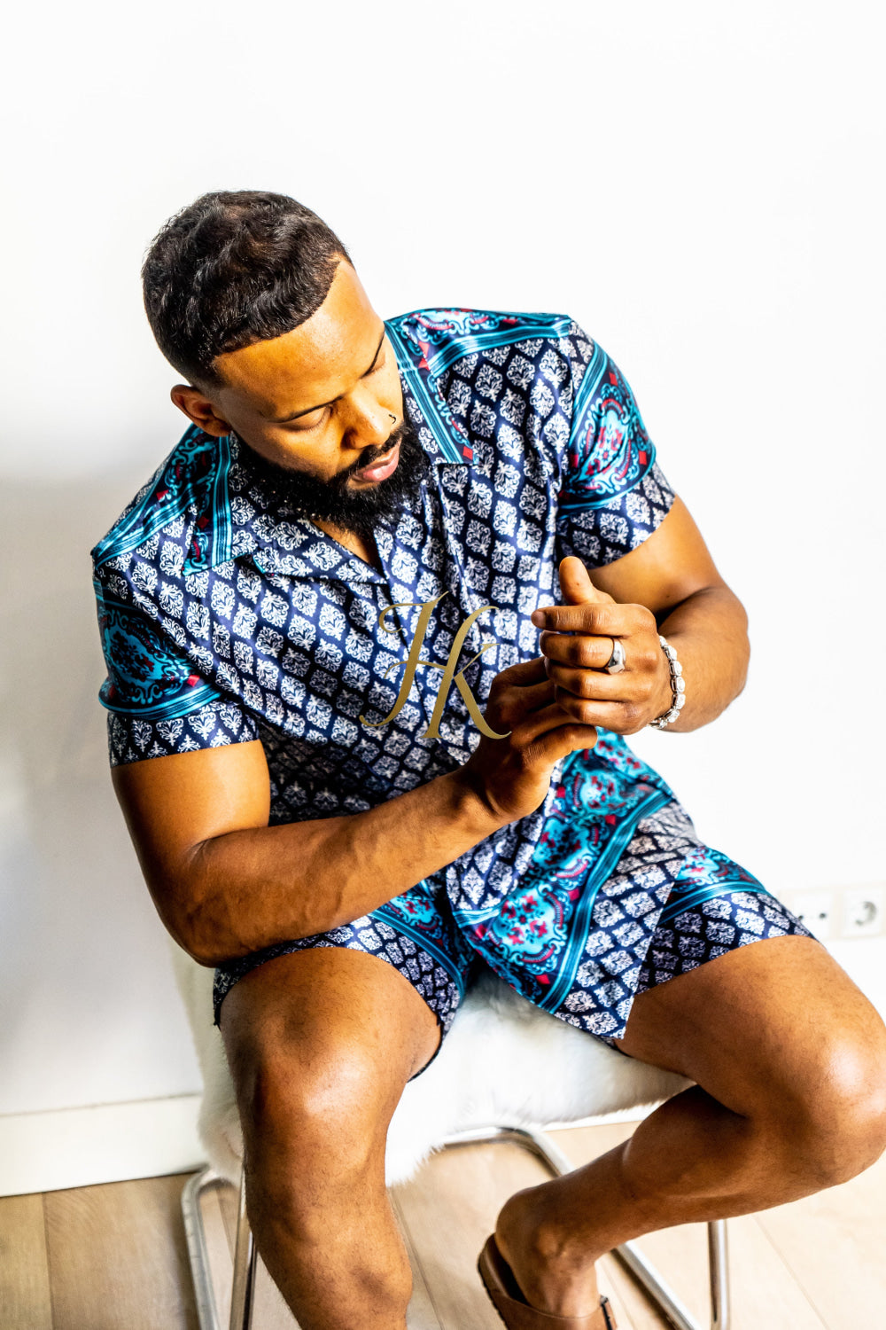 Fashion Mens Satin Silk Set 2Pcs