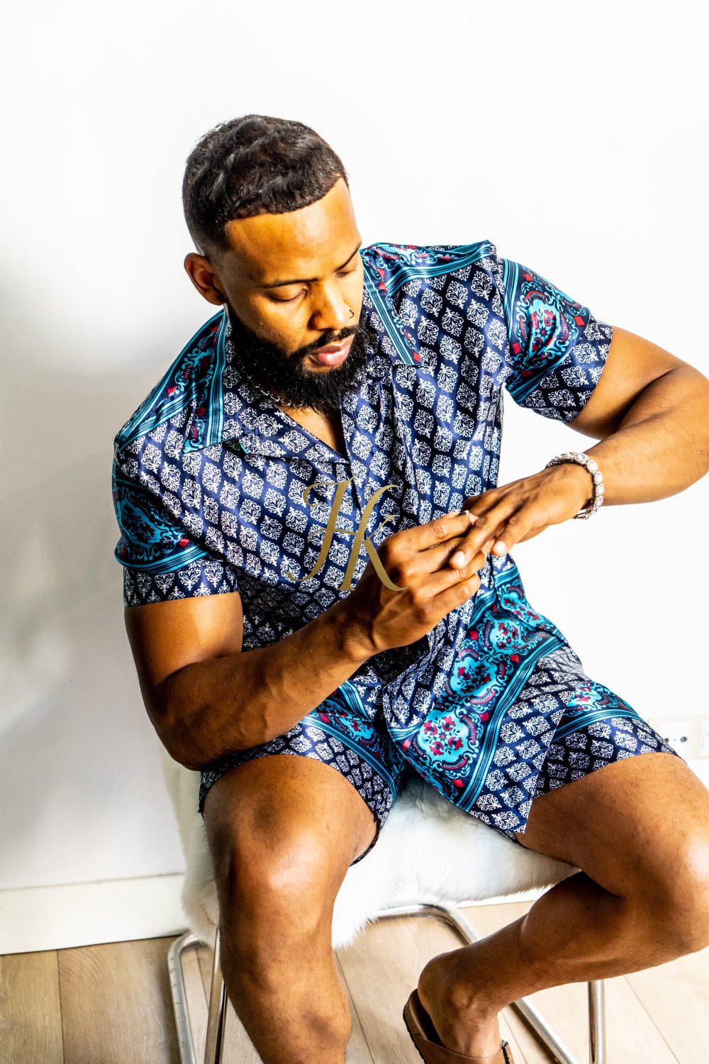 Fashion Mens Satin Silk Set 2Pcs