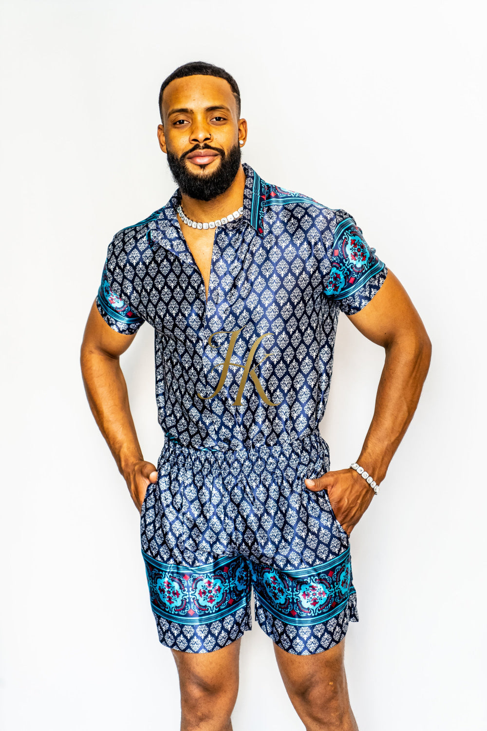 Fashion Mens Satin Silk Set 2Pcs