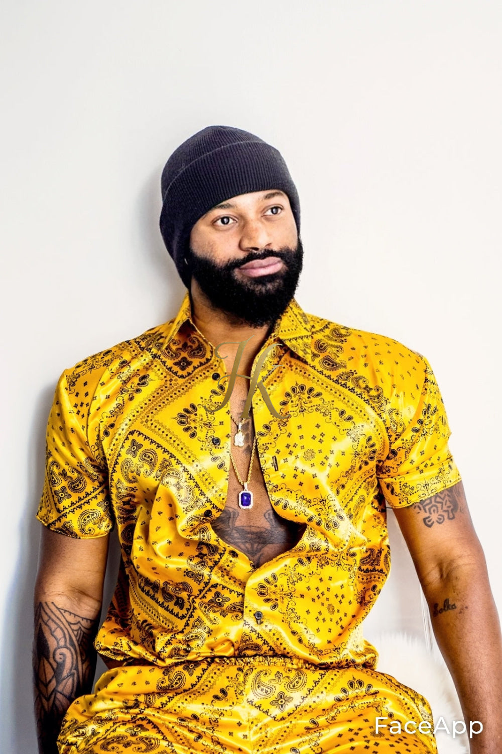 Mens Gold Luxury Silk Set 2 Pcs