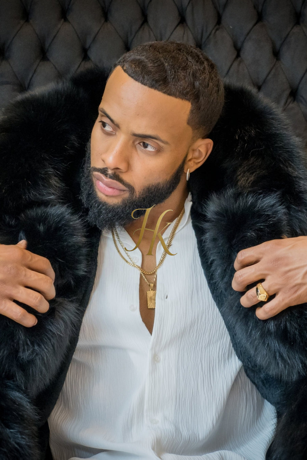 Mens Black Fox Fur Coat