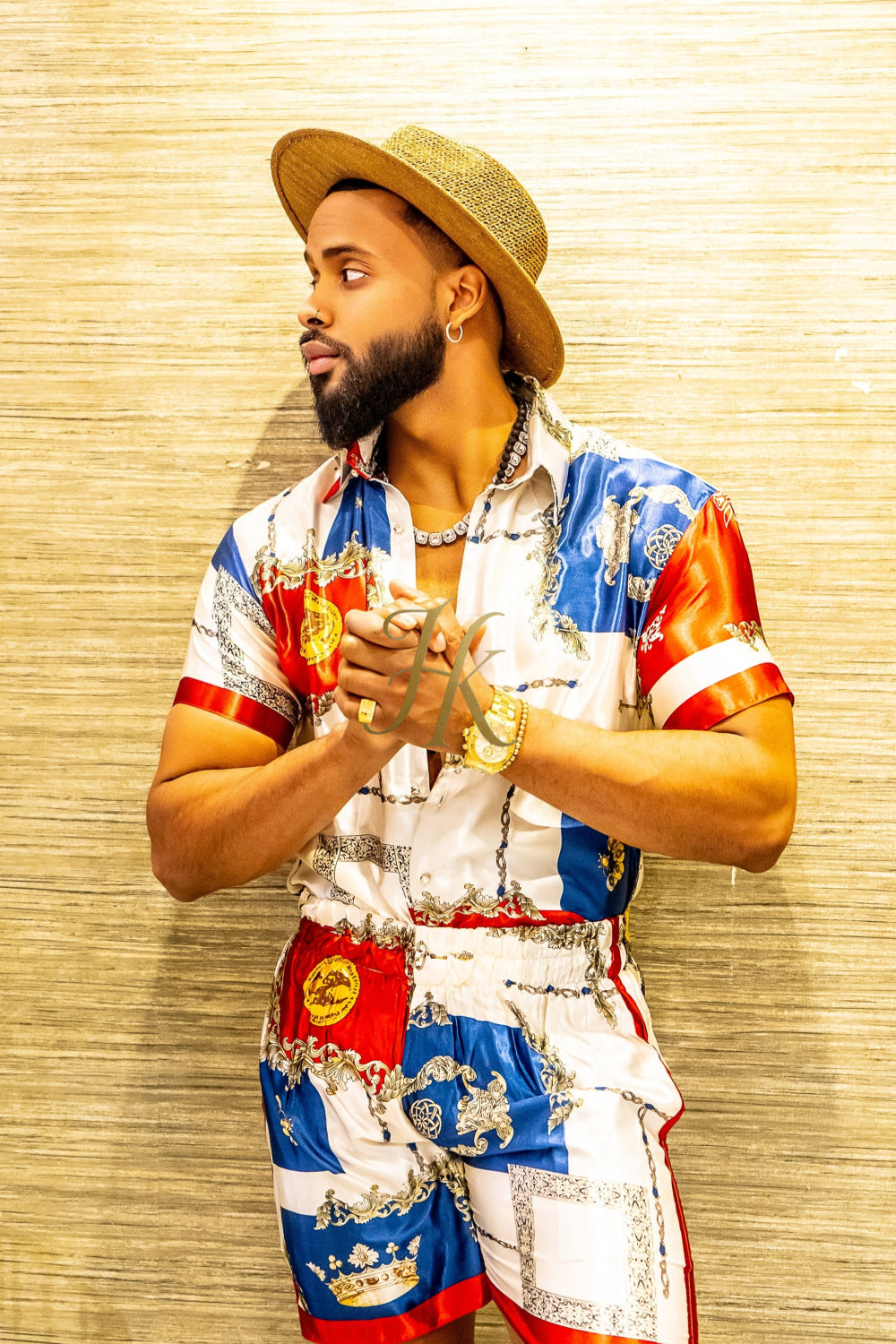 Silk Boxy Piping Shirt And Short Set