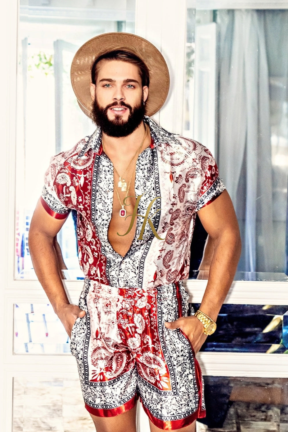 Mens Luxury Silk Set Outfits