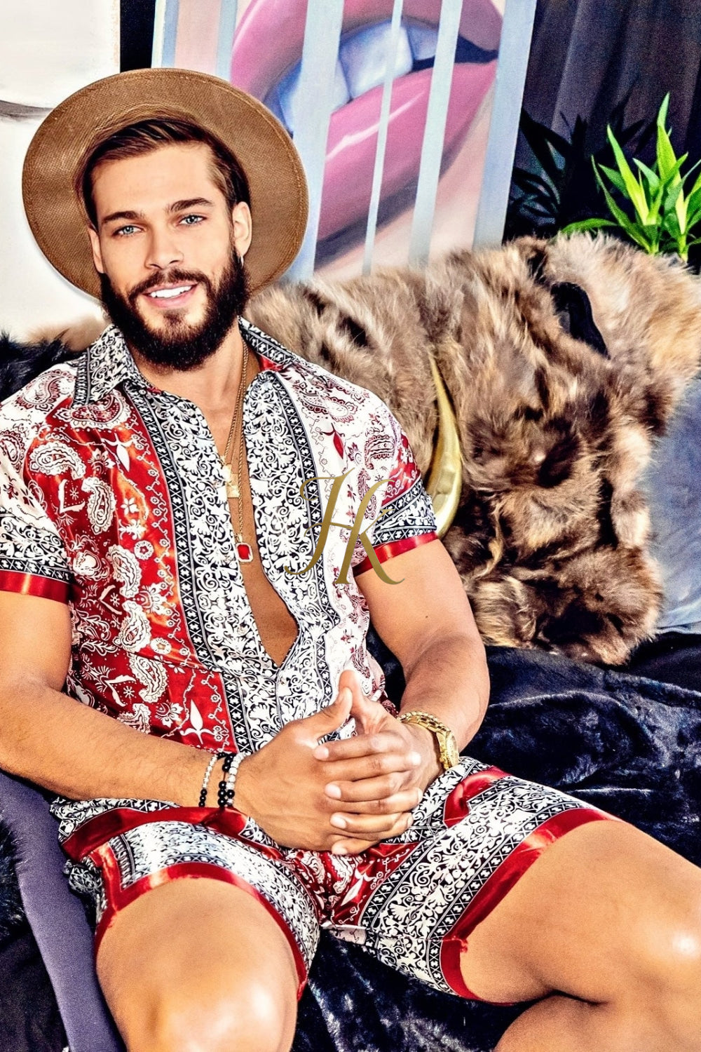 Mens Luxury Silk Set Outfits