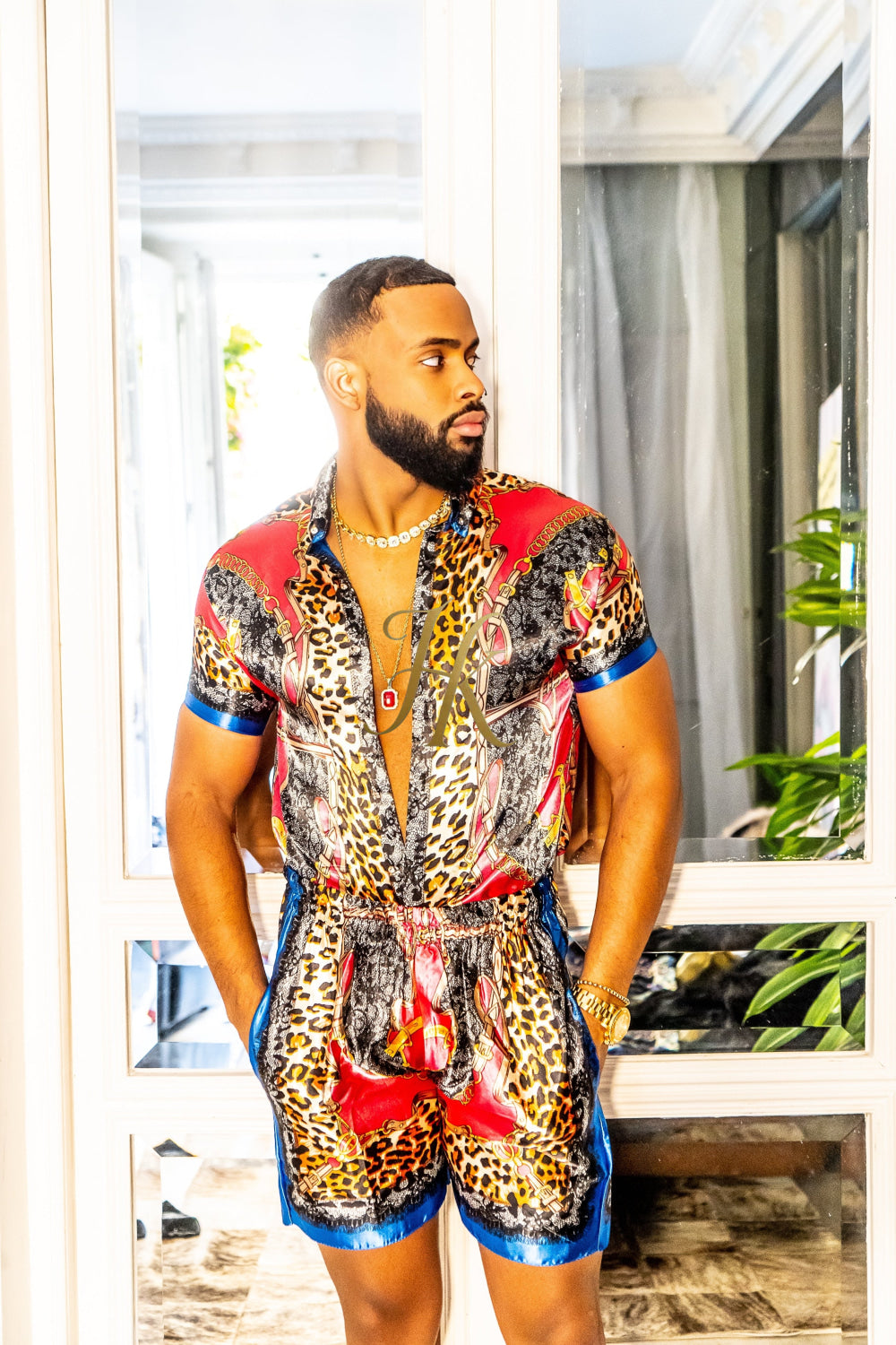 2 Piece Mens Silk/Satin Shirt Shorts