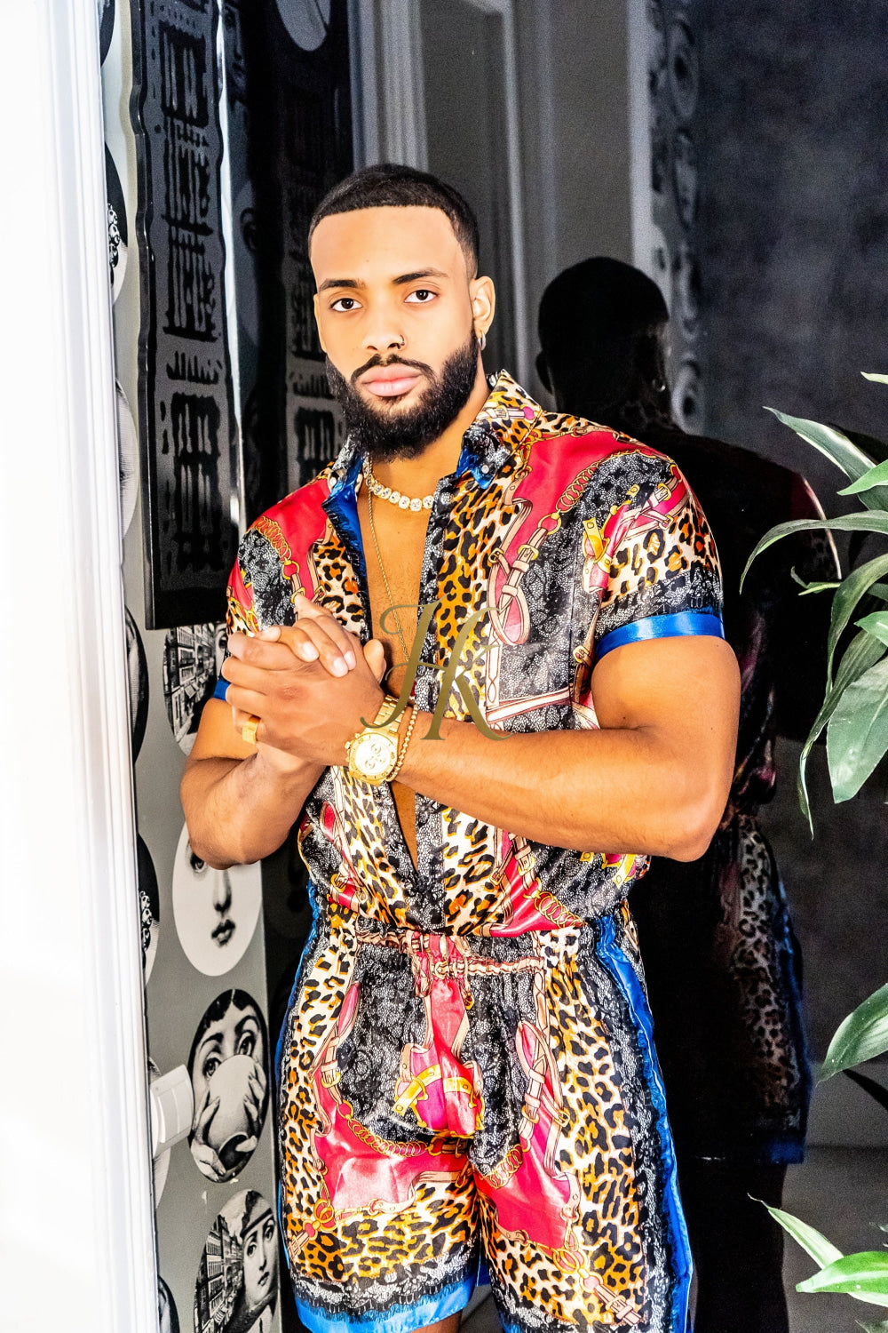 2 Piece Mens Silk/Satin Shirt Shorts