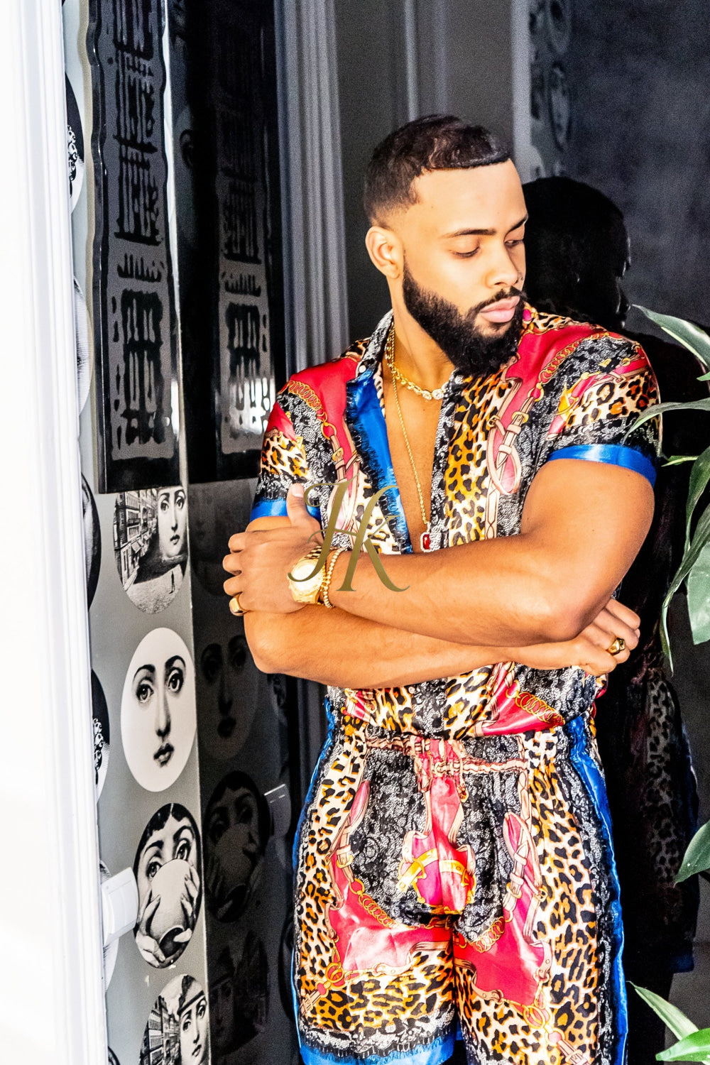 2 Piece Mens Silk/Satin Shirt Shorts