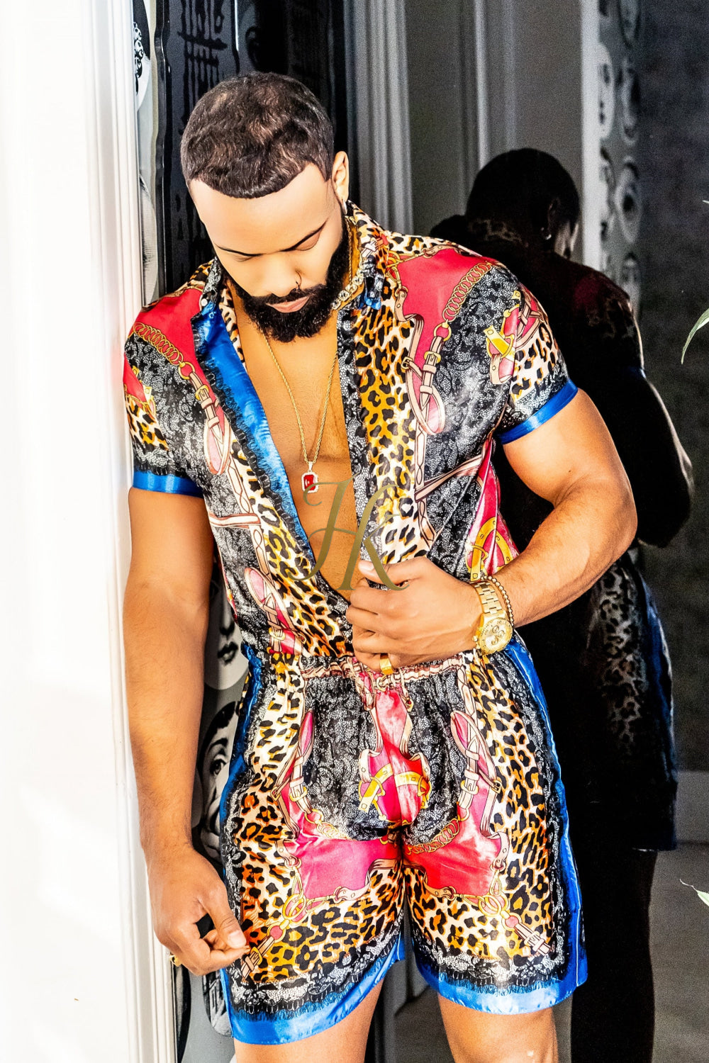 2 Piece Mens Silk/Satin Shirt Shorts
