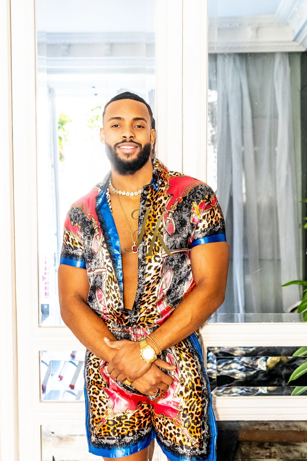2 Piece Mens Silk/Satin Shirt Shorts