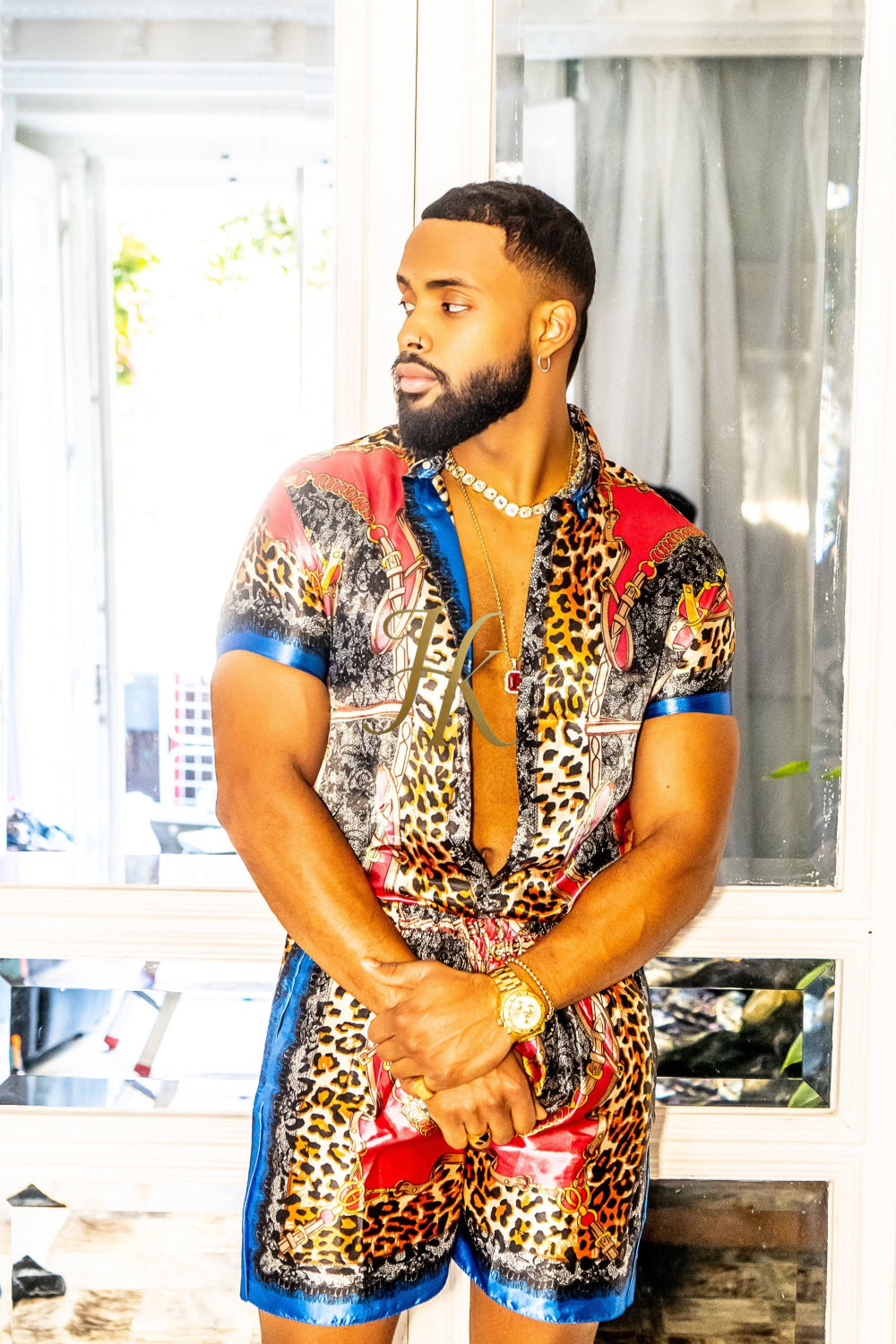 2 Piece Mens Silk/Satin Shirt Shorts