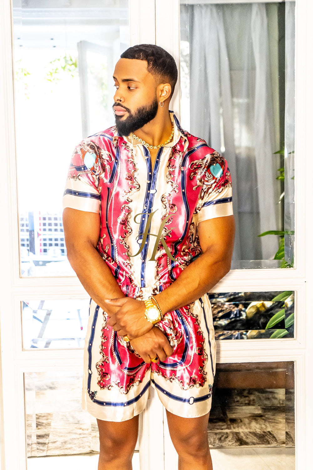 Handmade Men's Barocco Print Silk Set - Elevate Your Style with Pure Luxury - Personalized Sizing for Perfect Fit - kayibstrore