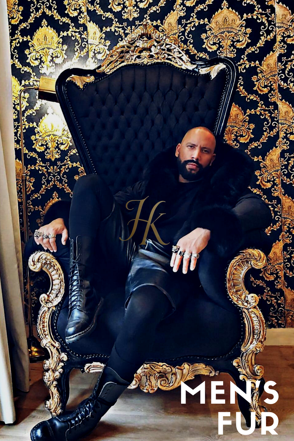 Mens Black Fox Fur Coat 4-In-1 Waterproof