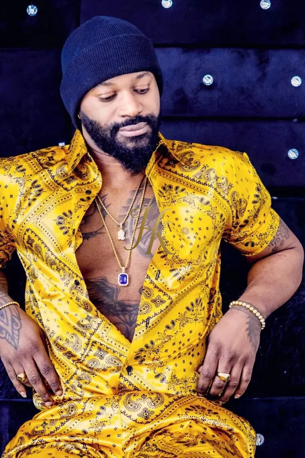 Mens Gold Luxury Silk Set 2 Pcs