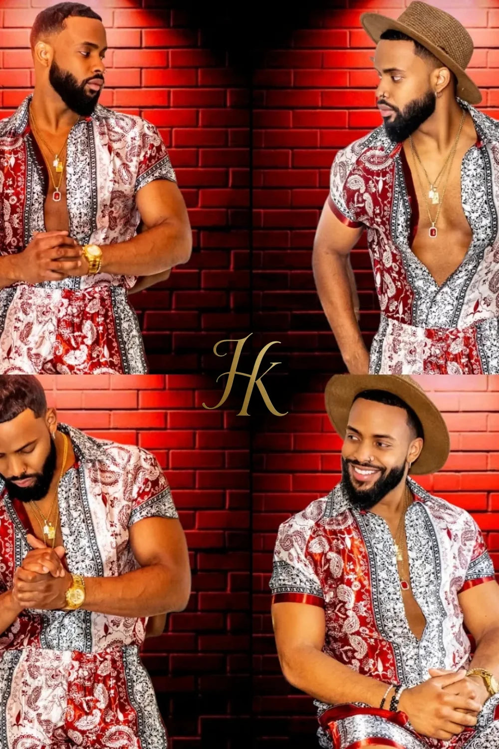 Summer Mens Luxury Silk Dress Set Outfits