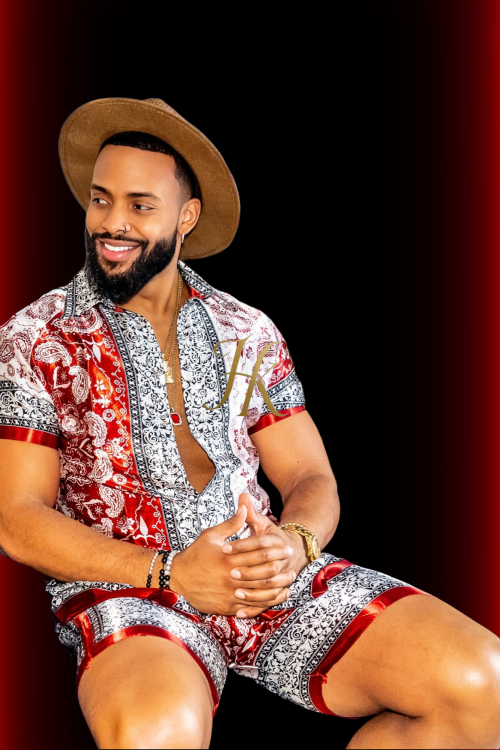 Summer Mens Luxury Silk Dress Set Outfits
