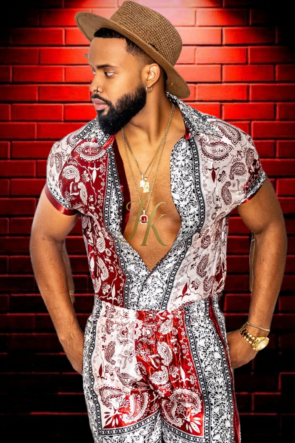 Summer Mens Luxury Silk Dress Set Outfits